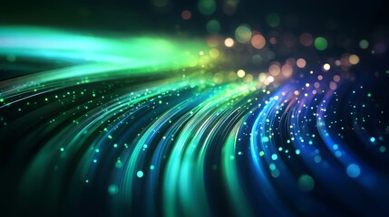 A colorful background with green and blue lights streaks for wallpapers