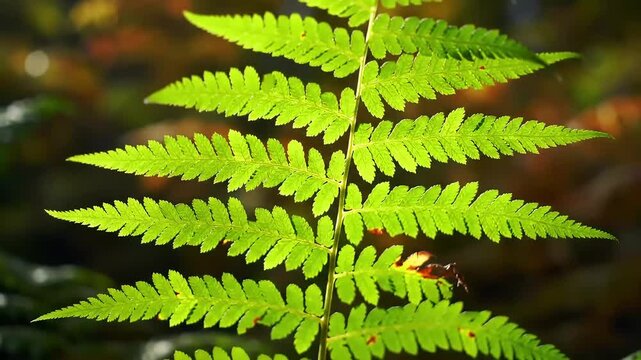 Fern Frond Sunlight's Embrace in the Forest