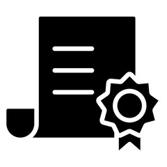 The red badge document icon with a ribbon indicates an award, recognition, or validation of the contents of the document as evidence of a recognized achievement or qualification.