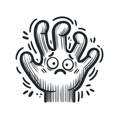 frightened hand cartoon vector illustration