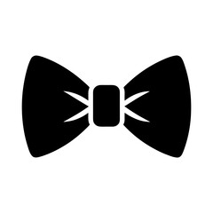 Flat solid bow tie icon silhouette as formal fashion accessory on clean white background