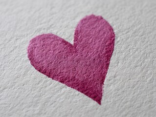 Hand-painted pink heart on textured paper background