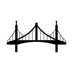 Suspension bridge icon in minimalist silhouette style with clean modern vector design