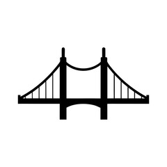 Obraz premium Minimalist suspension bridge silhouette icon with elegant clean line vector structure