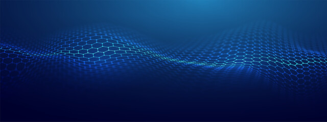 Medical hexagon background featuring honeycomb patterns and blue science elements. 3D molecule textures for biotech or nano designs. Futuristic mesh grids or chemical shields for tech banners.