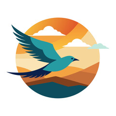 Naklejka premium vector illustration of a bird on the beach