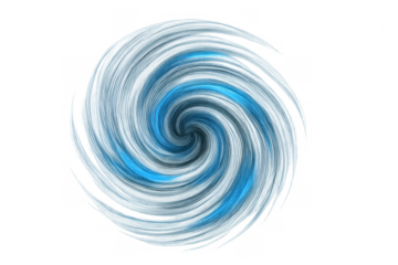 Vibrant blue-white swirling vortex pattern radiating dynamic energy against translucent background, suggesting continuous movement