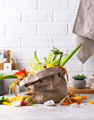 Vegetable waste for making compost. Zero waste concept