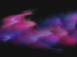 Abstract glitch background with noise texture, visual distortions, wave-like deformations, chromatic aberrations, and VHS-inspired effects. Ideal for music visuals, posters, and digital design.