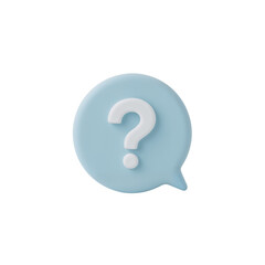 Minimalist rendering of a question mark icon inside a speech bubble against an isolated background