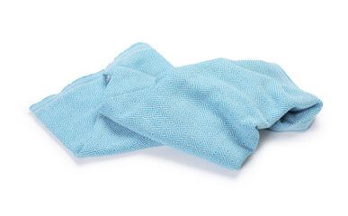 One blue beach towel isolated on white