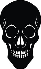 black silhouette a skeleton head on white backgrou.eps