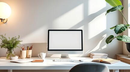 contemporary office environment with warm ivory tones
