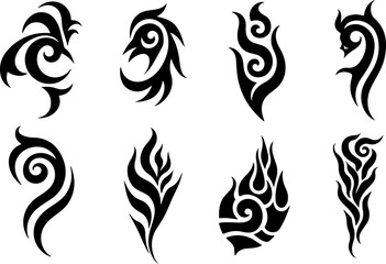Abstract Tribal Flame Tattoos: Flowing Energy & Bold Expression" vector bundle