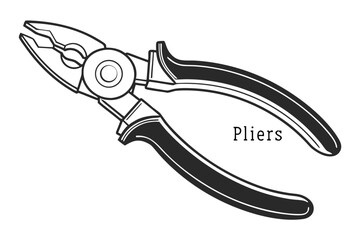 Pliers tool silhouette isolated on white background