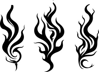 Tribal Flame Tattoo Design Set"