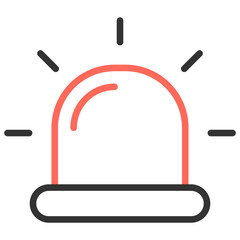 The siren and warning light symbols symbolize an emergency, such as a fire, accident, or security breach, which requires a quick response.