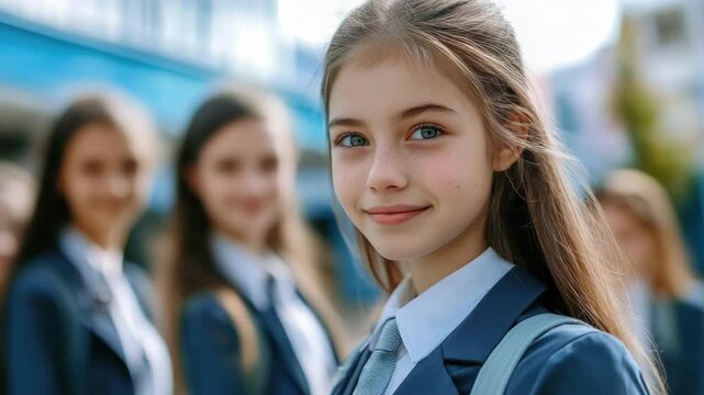 Senior schoolgirls dressed in uniforms, reflecting a positive and educational environment. Collaborative learning setting.