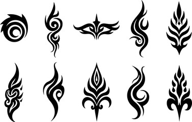 Tribal Flame and Fire Symbol art vector pettan bundle