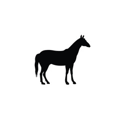 Silhouette of a horse, side view, simple design.