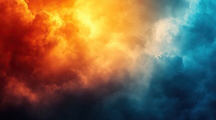 Fiery Orange and Cool Blue Cloudscape Abstract Art