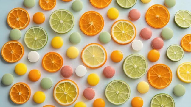 Enhance Wellness and Vitality with Citrus Slices and Vibrant Supplements for Strong Immune System and Optimal Health