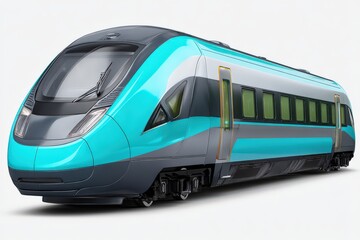 Fototapeta premium A sleek futuristic train showcasing aerodynamic design and innovative technology represented in eye-catching azure and silver colors creating a strong impression of modern transportation