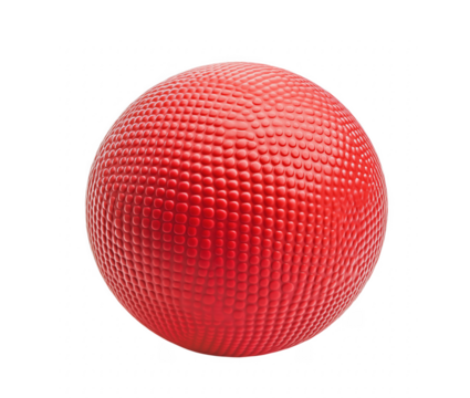 Textured red sphere against transparent background showing detailed 3d surface rendering