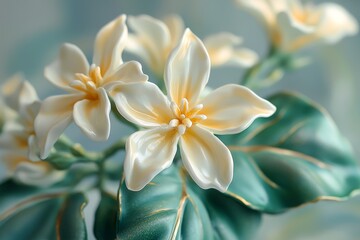 Obraz premium Detailed close-up of intricate porcelain flowers.
