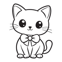 Obraz premium Cute cat cartoon illustration in coloring page style baby pet animal