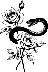 Venom & Bloom: Snake and Rose Tattoo Symbolism" art vector 