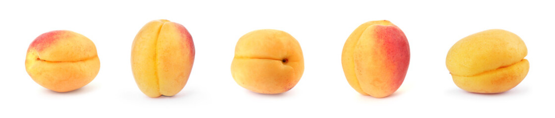 Fresh ripe apricot isolated on white, set