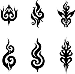 "Abstract Tribal Flame Tattoos: Flowing Energy & Bold Expression" art vector graphics bundle