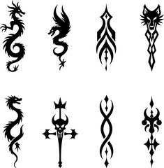 Abstract Tribal Flame Tattoos: Flowing Energy & Bold Expression" vector bundle