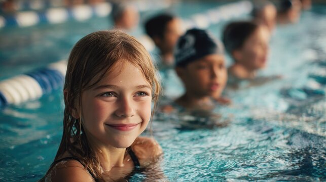 Children swimming in indoor pool
