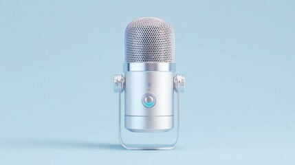minimalistic image of modern microphone isolated on plain surface