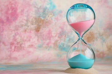 Hourglass with pastel-colored sand.