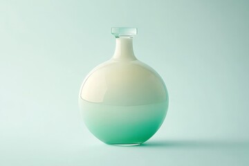 A smooth, round glass vase with a light-to-dark teal gradient.