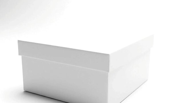 A white box lid slightly open sits on a white surface casting a subtle shadow The background is a bright white