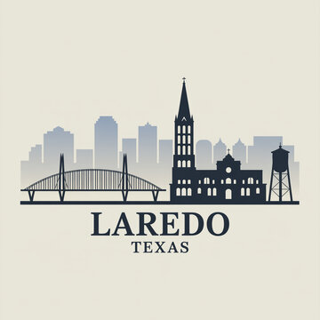 Laredo Skyline Silhouette - Texas Border City Vector Illustration