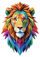 Lion  ,street art on the wall ,rainbow color,white background