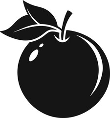 Black apple with leaves and stem fruit food