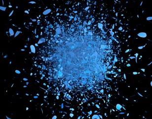 loop falling blue confetti on black background with matte channel