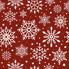 Beige and red christmas snow pattern