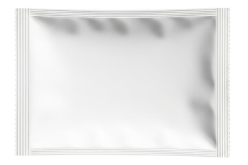 Square sealed foil packet mockup for a single-use product isolated on a transparent background