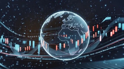 Dynamic global financial data visualization with real-time stock market trends and digital Earth. - Powered by Adobe