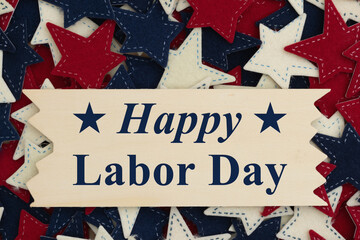 Happy Labor Day Card with retro USA red, white and blue stars
