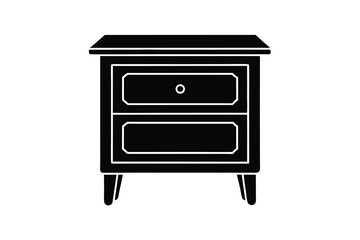 Vector art of a black nightstand with two drawers isolated a illustration