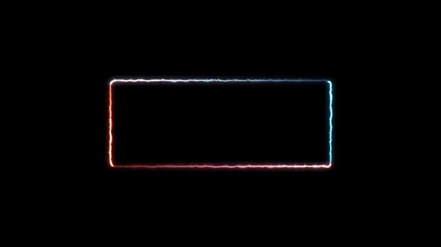 Abstract glowing neon rectangle border frame in the shape rectangle glowing and futuristic energy line animation. Rectangle Border Background. Loopable