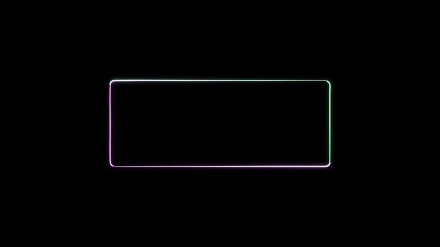 Abstract glowing neon rectangle border frame in the shape rectangle glowing and futuristic energy line animation. Rectangle Border Background. Loopable